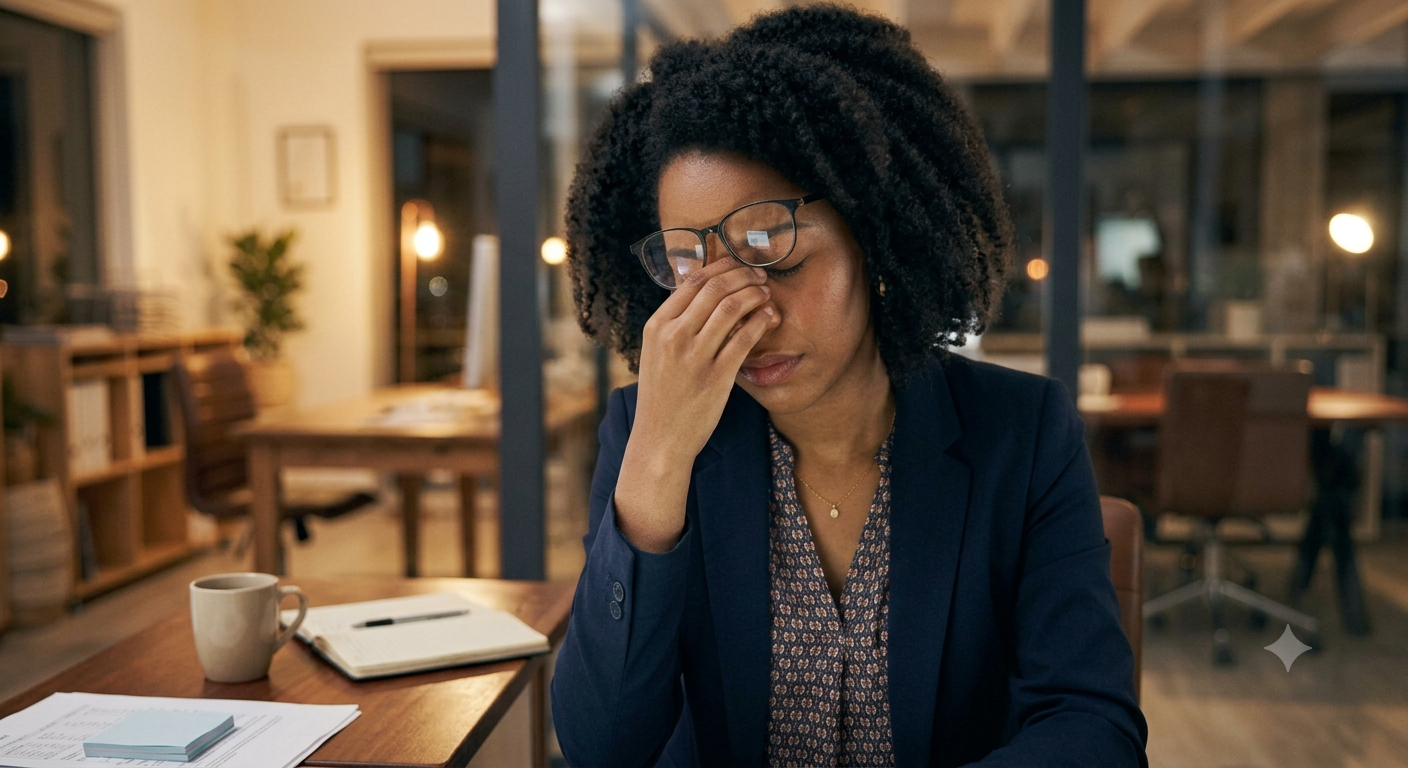 A woman feeling overwhelmed while reviewing financial documents, illustrating the challenge of knowing where to start with money.